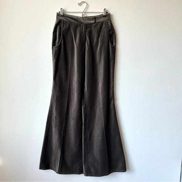 NWT Vintage Peter Som Green Velvet Wide Leg Trousers